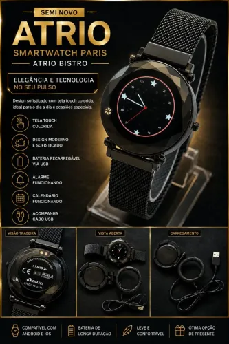 Relógio Smart Watch Paris Atrio "preto" 