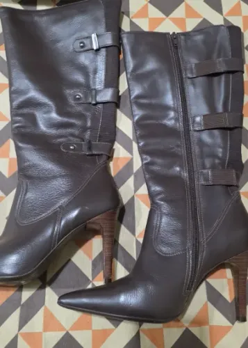 Bota Cano alto Marrom - salto 9cm - tam 36