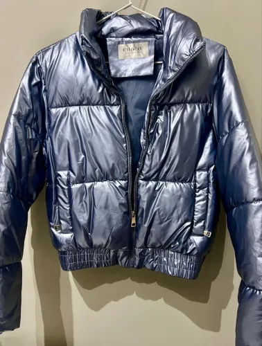 Jaqueta Puffer azul metalizada M