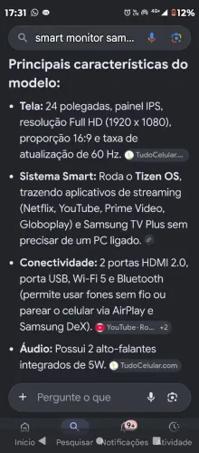 Smart Monitor Samsung M5 24 polegadas