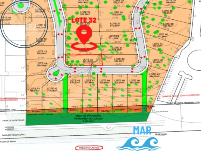 TERRENO EM GUARAJUBA NO CONDOMÍNIO CANTO DO MAR PRIVILEGE COM 501,75M² DE ÁREA. OPORTUNIDA