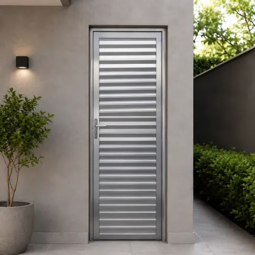 Porta de Alumínio 210x70 palheta Premium Branca c/ Maçaneta - Direto da Fábrica