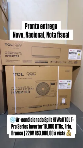 Ar condicionado TCL 18.000 Btus inverter, frio, novo com garantia fabricante 