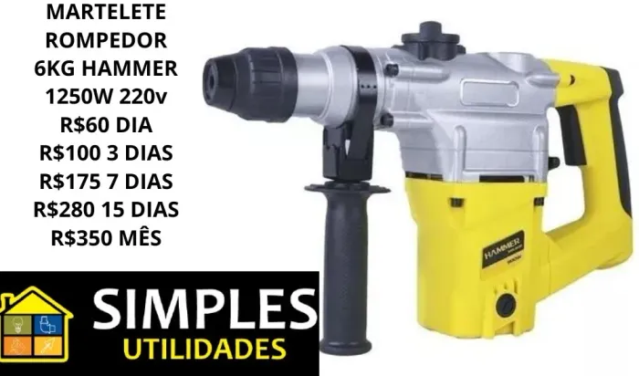 Martelete rompedor 6kg 220v locação