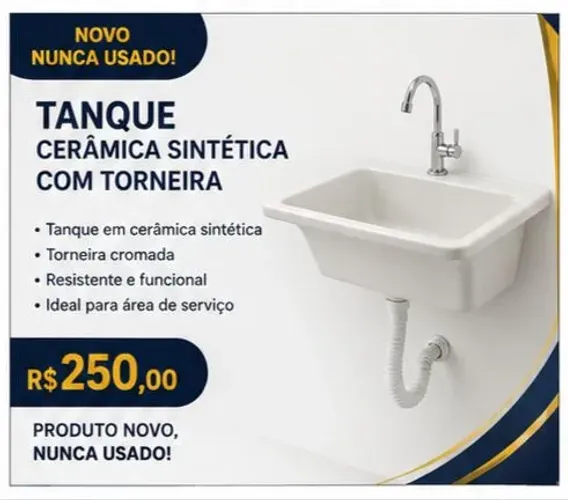 TANQUE DE LAVANDERIA COM TORNEIRA - NOVO NUNCA USADO