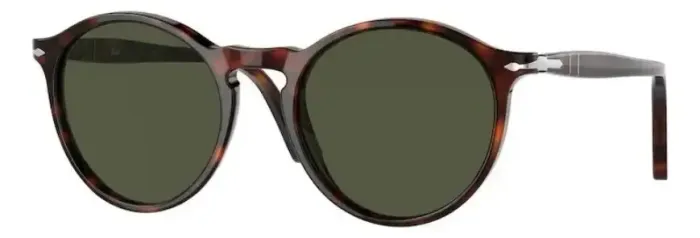 Óculos de Sol Redondo Persol PO3285S 52 Havana Lente Verde