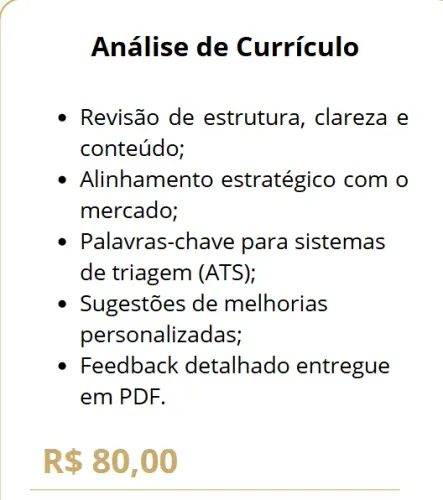 Análise de Currículo por Recrutadora - R$80 (PDF)