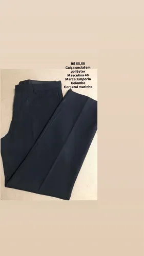 Calça Social Masculina 46 azul marinho