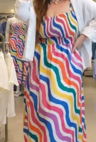 Vestido colorido ashua renner g1 estilo farm