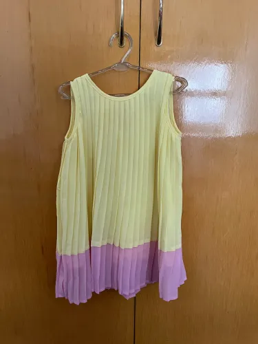 Vestido Infantil Menina Amarelo e Rosa - Tamanho 92 - Pouco Usado