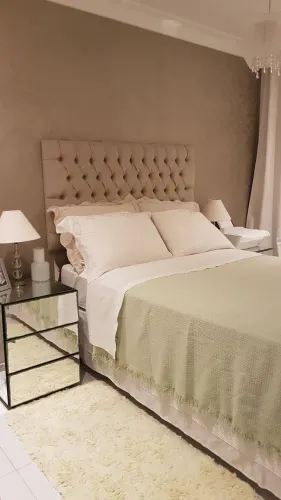 Cabeceira cama casal capitonê Linho