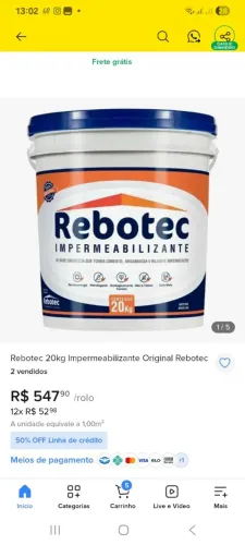 Vendo dois rebotec de 20kilos cada valor 650 os dois produtos novos