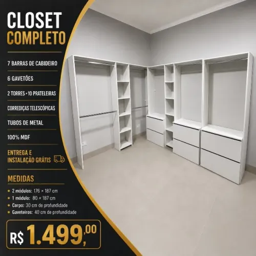 CLOSET COMPLETO MDF NOVO