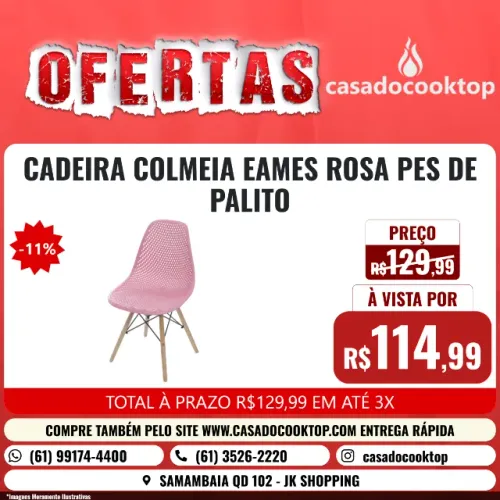 CADEIRA COLMEIA EAMES ROSA PES DE PALITO 16177