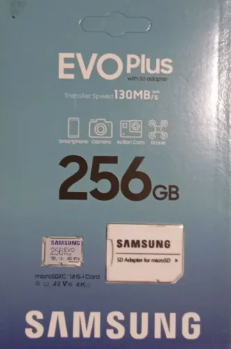 Cartão micro SD Samsung 256gbd 130 mbs A2 V30 