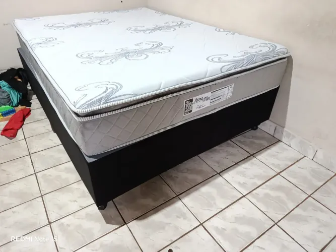 Cama box atria plus casal tamanho padrão 1.88× 1.38 colchão D33 com pillow top