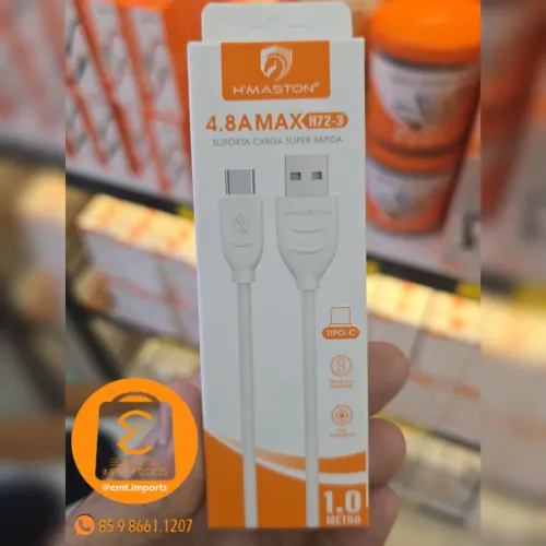 Cabo USB Turbo Carregamento Rápido e Transferência de Dados para Celular Tipo-C, 1 Metro