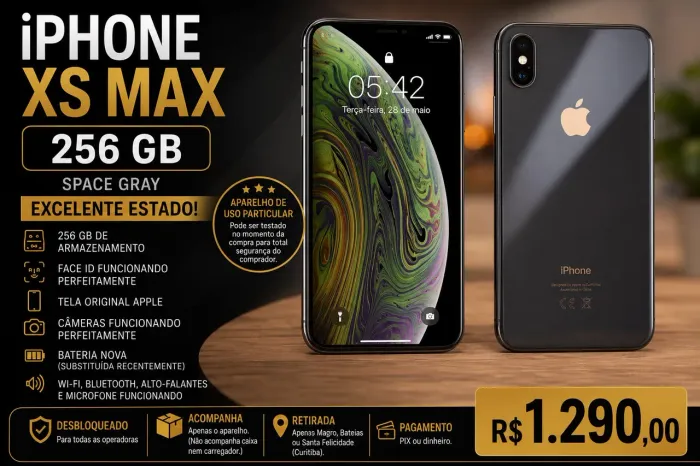 iPhone XS Max 256GB Space Gray | Tela Original | Face ID | Excelente