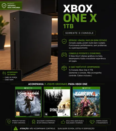 XBOX ONE X 1T + Rise of the tomb raider + Dyng light + Farcy 4