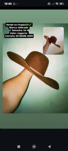 Vendo chapéu da marca eldorado. Valor a negociar