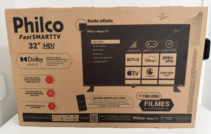 Smart TV Philco 32" HD Roku TV - NOVA e LACRADA NA CAIXA!