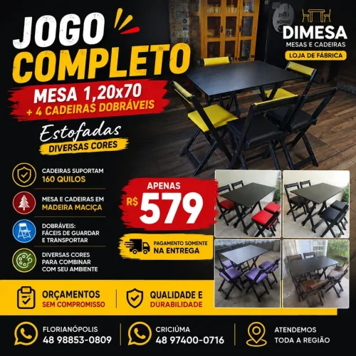 Jogo mesa com 4 cadeiras. Madeira eucalipto rosa. Entrega rápida . Pague na entrega