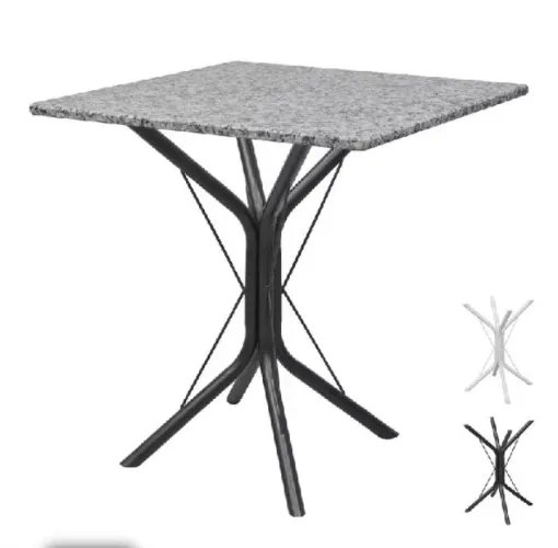 Somente a mesa o tampo e de granito preto e os pés de aço busca na cidade da esperança