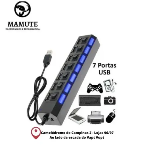 Hub USB 2.0 7 Portas com Liga/Desliga