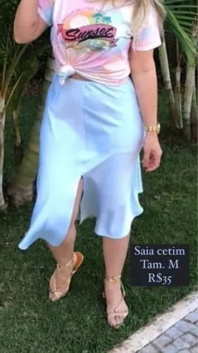 Saia Cetim Azul - Tamanho M