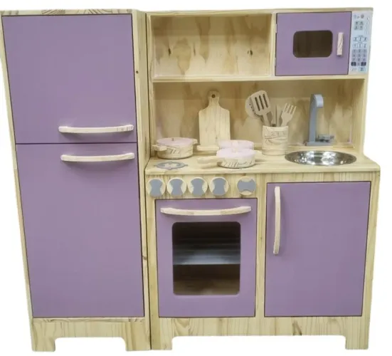 Cozinha Infantil de Madeira Pinus Brinquedo Educativo