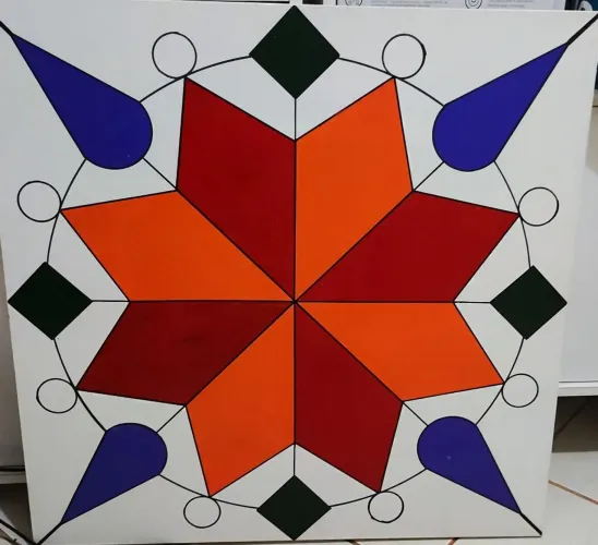 Pintura em tela com mandala colorida