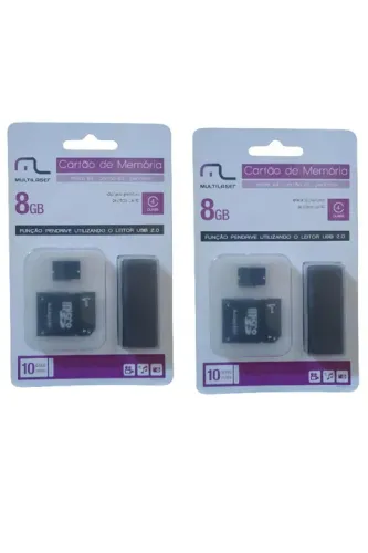 Kit 2 Cartao de memória sd multilaser 8gb