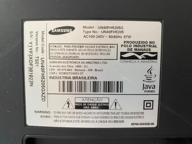 TV SAMSUNG 40' USADA mod UN50FH5205GXZD