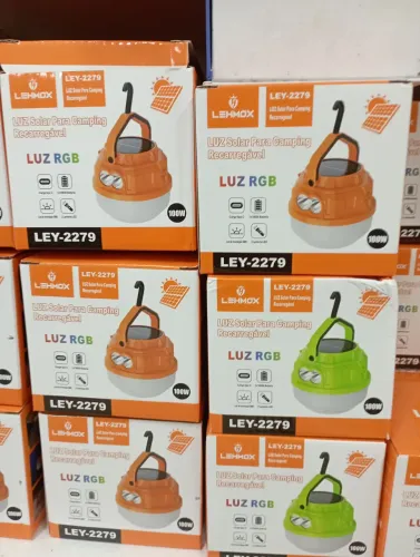 Lanterna Solar Camping Recarregável RGB 100W