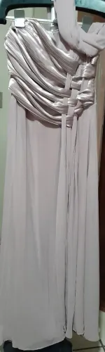 Vestido tomara que caia rosa cetim e voal Tam. P