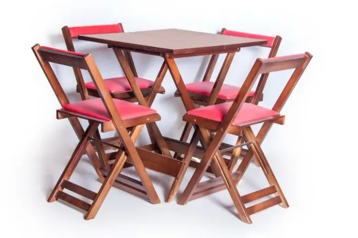 Conjunto Dobravel 70 x 70 Com 4 Cadeiras