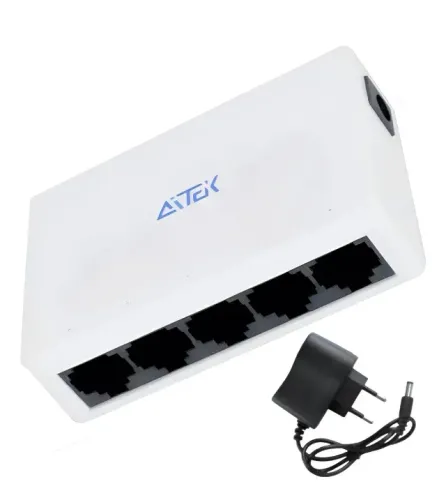 Switch 5 Portas Rede Ethernet 100mbps Bivolt Com Carregador - Armarinho Ditudo