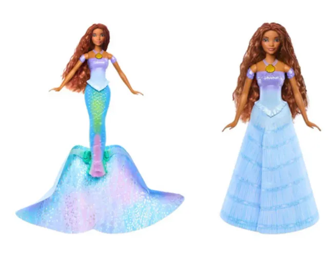 boneca pequena sereia ariel articulada transformação mattel