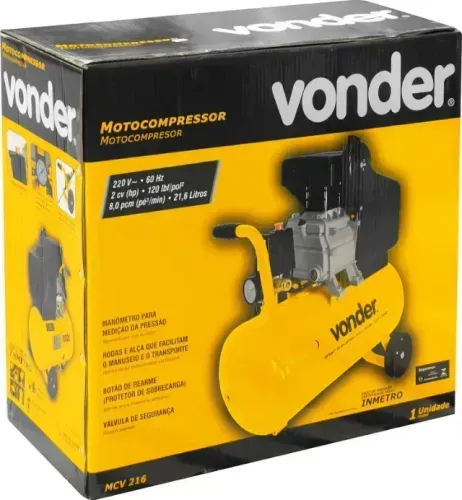 Motocompressor de ar, 8,0 pcm, 21,6 litros, 220 V~, MCV 216 VONDER