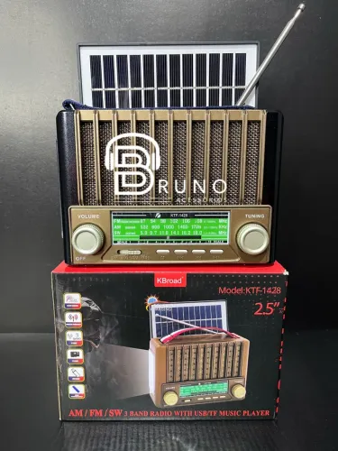 Rádio AM/FM/SW com Bluetooth, USB, TF e Painel Solar