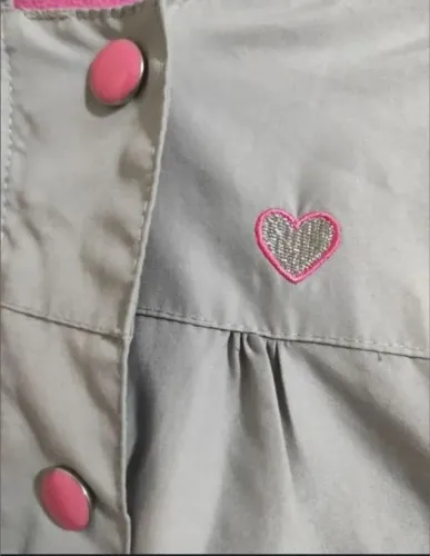 Jaqueta dupla cinza com Detalhes em Rosa IMPECÁVEL 