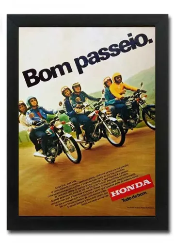 Honda CG ou FS 125 - Quadro decorativo com propaganda original de revista de época