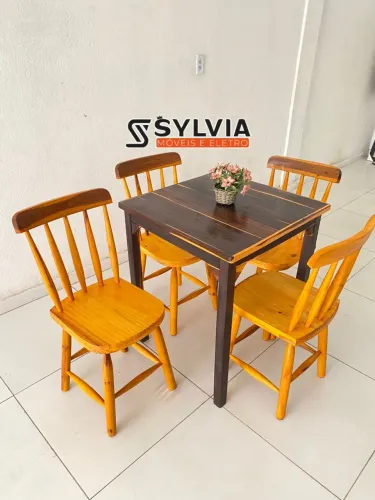 CONJUNTO FIXO QUADRADO 70x70 COM CADEIRAS COUTRY 
