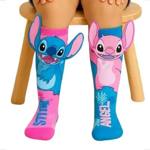 Meias divertidas 3D Stitch unissex