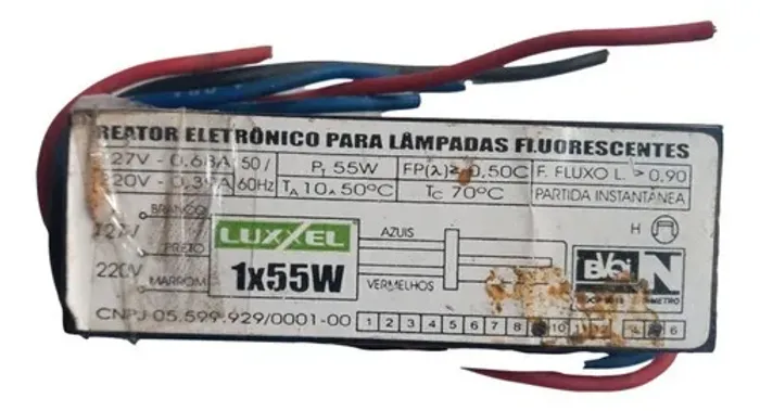 Reator Eletrônico Lâmpada Fluorescente 1x55w 127-220v Luxxel