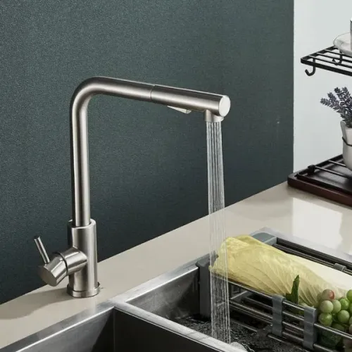 Torneira Misturador Retrátil - Aço Escovado