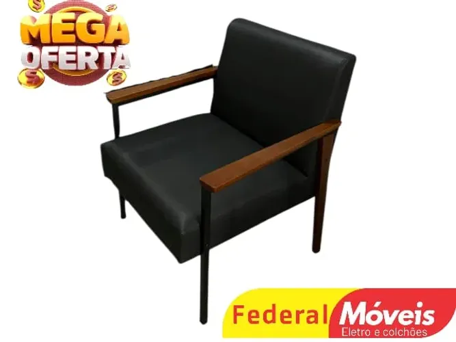 Poltrona c/ Detalhe em Madeira - Promoção