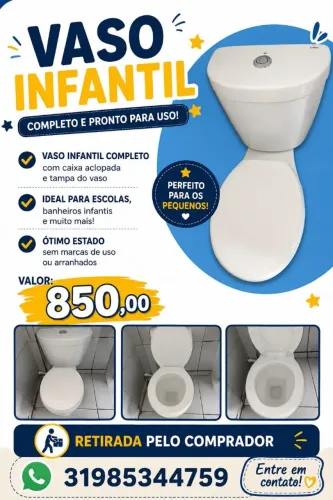 Vaso sanitário infantil com caixa acoplada completo