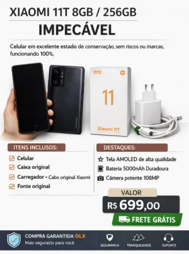 Xiaomi 11T 8GB/256GB - Perfeito Estado + Caixa e Acessórios