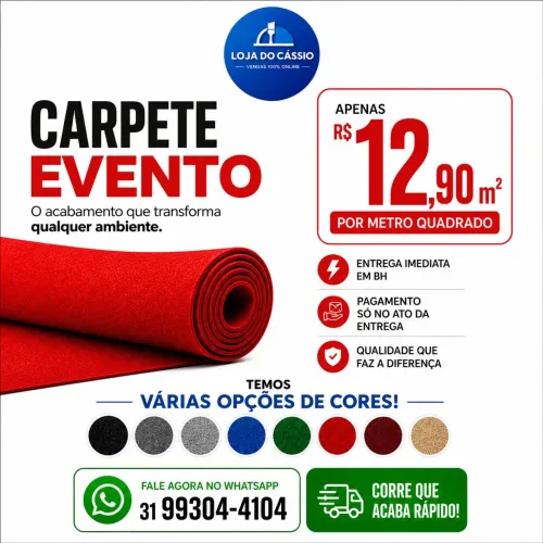 Carpete Evento - Várias Cores - Entrega Imediata BH e Região 